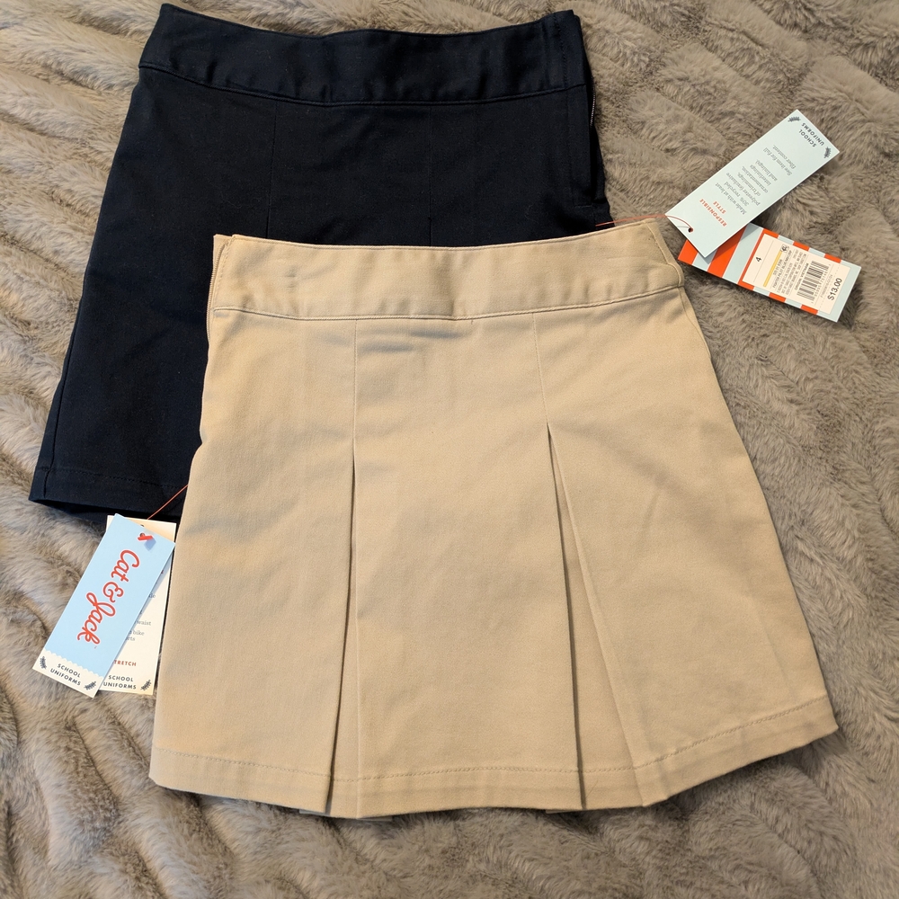Cat & Jack School Uniform Skort - Khaki And Navy, Size 4